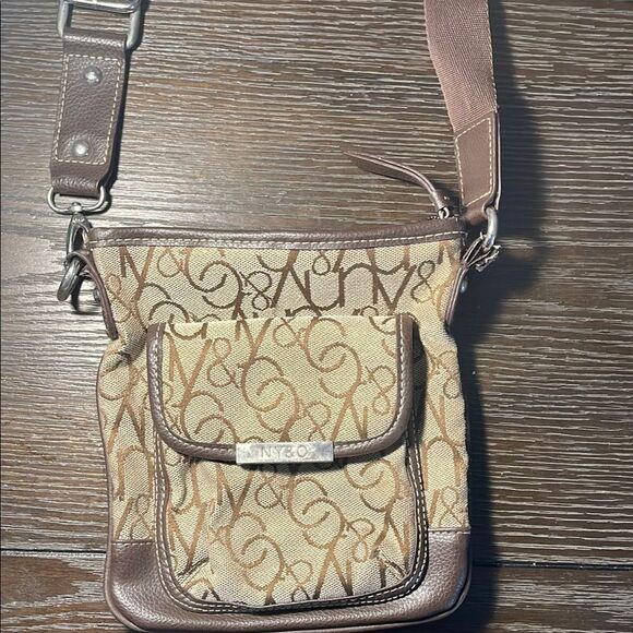 NY & Co Brown Monogram Crossbody Bag - Picture 1 of 4